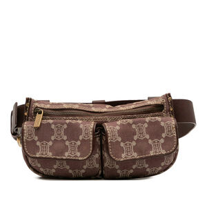 Pre-Loved Celine Macadam Denim Double Pocket Belt Bag